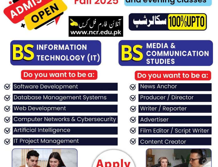 National College Admission BS-IT and BS Media Communication